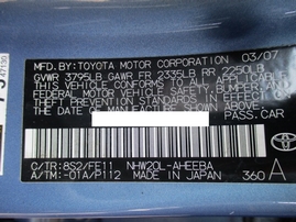 2007 TOYOTA PRIUS SKY BLUE 1.5L AT Z17600